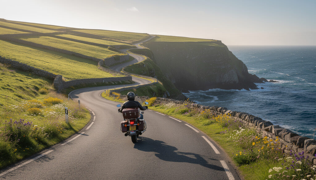 partez à l'aventure en moto à travers l'irlande et découvrez l'île émeraude en suivant ses routes côtières les plus spectaculaires. un road trip inoubliable entre paysages sauvages et villages charmants.